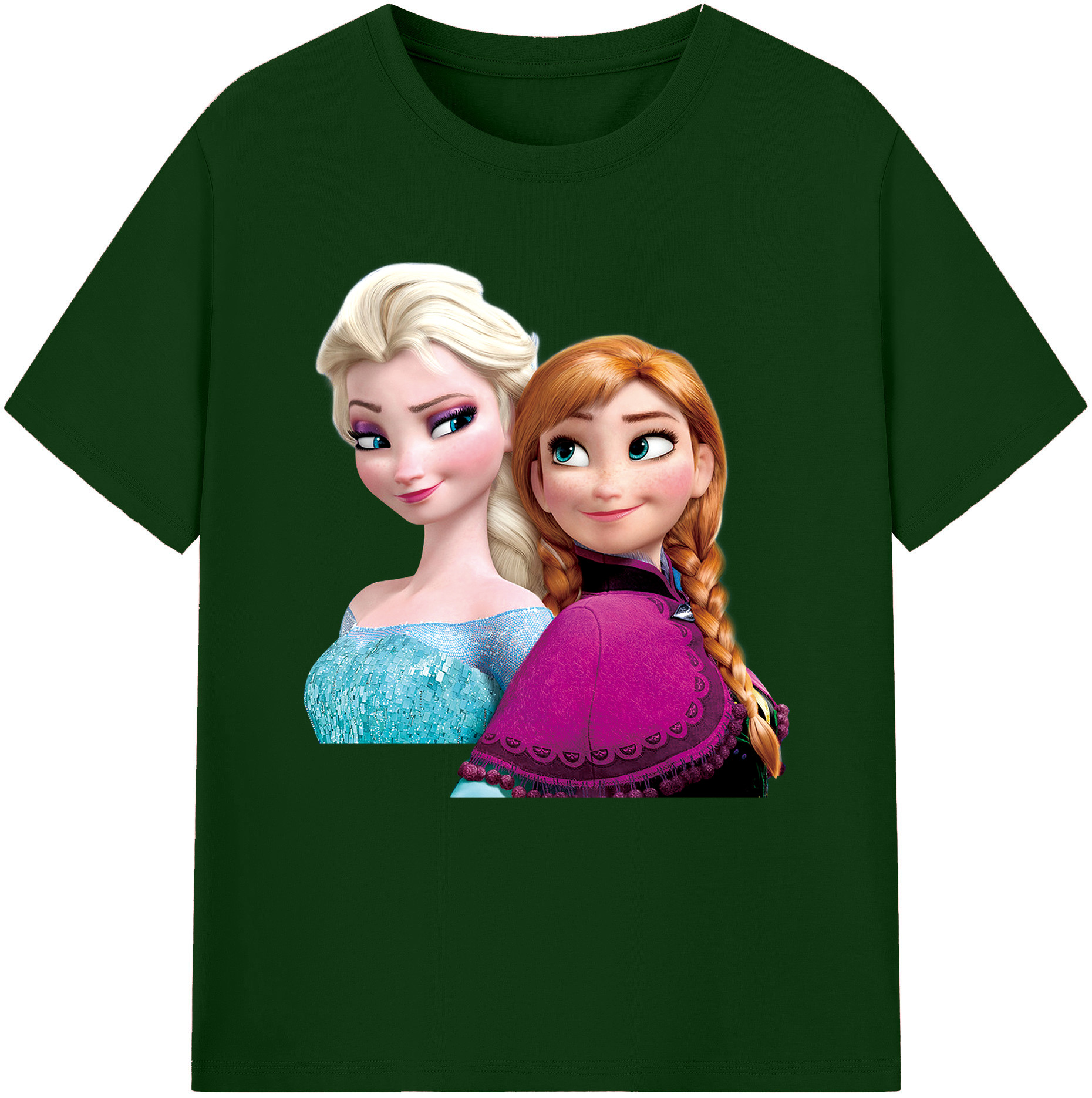 （画像用） アナと雪の女王 アンナ エルサ Frozen Anna Elsa 綿100％半袖Tシャツ（フロントプリント）